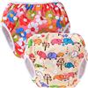 Teamoy 2pcs Baby Nappy riutilizzabile pannolino da nuoto, Flowers Pink+ Elephants