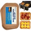 Kaiwuqn Carta da forno per Ninja Foodi Max Air Fryer, 120 pezzi 22x14 cm rettangolare, senza olio, accessori per Ninja AF300EU/AF400EU/Cecotec/Moulinex 7.6-9.5L Dual Zone