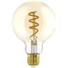 EGLO LED E27 dimmerabile, lampadina LED a globo con spirale, lampada vintage ambra, illuminazione retrò, 4 W (equivalente a 15 W), 145 Lumen, bianca calda, 2000k, Edison G60, Ø 6 cm