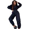 Peuignao Tuta Intera Sportiva Donna Tute Sportive Tuta Jumpsuit Zip Ginnastica Jogging Donna Completa Invernale Tute Casa Larghe Comode Lunghe Tuta Cappuccio Casual Tracksuit Loungewear Donna Signora Nero M