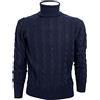 CASHMERE COMPANY Dolcevita Uomo Treccia Blu 1210 IU204715 Slim Fi Cashmere e Lana Taglia 50