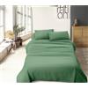 IlGruppone Completo Letto No Stiro Prodotto Italiano Set Lenzuola Tinta Unita Effetto Raso Lenzuolo sotto Fino 30 Cm con Angoli Elasticizzati sopra Federe - Salvia - Una Piazza e Mezza
