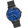 MICGIGI Orologio da polso al quarzo da uomo ultra sottile quadrante rotondo stile semplice orologio con cinturino in acciaio inox (blu)