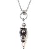 ThurColas Collana da donna in acciaio inox con pendente in pietra naturale dallo stile boho chic (Nero)