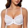 Wingslove Reggiseno da Donna a Copertura Completa Non Imbottito Morbido Reggiseno Floreale in Pizzo con Ferretto(Bianco,5D)