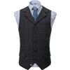 Solove-Suit Gilet da uomo casual Plaid Tweed Slim Fit per testimoni di nozze, Blu marino, M