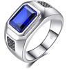 JewelryPalace Anelli Uomo, 4.3ct Sintetico Blu Zaffiro Naturale Nero Spinello Anello Uomo Argento 925, Anniversario Promessa Matrimonio Fidanzamento Anello, Gioielli Uomo