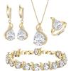 EVER FAITH Donna Set di gioielli da sposa per la sposa, Smeraldo Pietra di nascita CZ Collana Orecchini Bracciale di anelli per il compleanno/regali