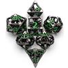 HNCCESG Set di Dadi Poliedrici in Metallo HNCCESG - 7 Pezzi per Giochi di Ruolo e da Tavolo (Design 3D Cthulhu Cavo, Numeri Verdi)