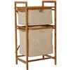 DRW Mobiletto organizzatore in Legno di bambù con 2 cestini in Tessuto di Lino Grigio 44 x 33 x 84,5 cm