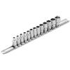 DAKCOS 1/4 13pz Set di bussole esagonali 4-14mm con guida metallica, CR-V | 25mm lungo
