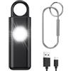 OQIMAX Allarme tascabile per donne, 130 dB, sirena con illuminazione a LED, portachiavi con allarme personale, allarme di autodifesa, ricarica USB, allarme antistrappo per donne, bambini, anziani