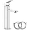 XINMENG Rubinetto Da Cucina, Miscelatore Lavabo, Rubinetto Lavabo Bagno Cromato Con Tubo Flessibile, Miscelatore Monocomando Caldo E Freddo, Rubinetto in Ottone Guardaroba Con 2 Tubi Flessibili