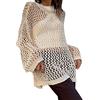 Shffuw Maglie Eleganti Donna Taglie Forti Donna Maglie Maglioncino Donna Cotone Top corto lavorato a maglia da donna all'uncinetto Camicie patchwork a blocchi di colore Maglione Vestito Maglione (Beige, S)