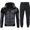 Beokeuioe Tuta da jogging da uomo, in due pezzi, per il tempo libero, con chiusura lampo, abbigliamento sportivo, con coulisse, invernale, tempo libero, sport, jogging, felpa, A1 grigio scuro, XL