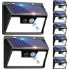 nipify [ 8 Pezzi ] Luce Solare LED Esterno, 140 LED Faretti Solari a Led da Esterno 3 Modalità Lampada da Esterno con Sensore di Movimento IP65 Impermeabile Risparmio Energetico per Giardino Parete Garage