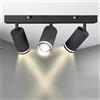 Karyoosi Lampada Faretti da Soffitto LED Orientabili, Faretti da Parete Interno Nero, 3 Fiamme GU10 Faretti Soffitto, per Soggiorno, Camera da Letto, Cucina, Senza Lampadina GU10, Nero Opaco