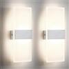 Lightsjoy 2 Pezzi Applique da Parete Interno LED 12W 4000K, Bianco Neutro | Moderno Lampada da Parete Interno, 1200 Lumen, Acrilico 1,5 cm, per Camera da Letto Corridoio Soggiorno Scala