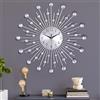 Lafocuse Orologio da Parete con Strass Argento, Grande Metallo Design Creativo, Silenzioso Orologio Moderno senza Ticchettio Art Deco per Soggiorno Camera da Letto Cucina 56cm