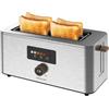 Cecotec Tostadora Vertical 2 Fessure Lunghe Touch&Toast Extra Double. 1500 W, 4 Fette di Pane, Fessure Extra-Larghe 3,5 cm, Touch Screen e Manopola Digitale, Finiture in Acciaio Inossidabile