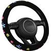 SOBONITO Coprivolante con graziosi fiori, ricamato, assorbe il sudore, protezione per volante, misura universale, 37 - 39 cm, coprivolante per estate e inverno, accessorio per auto, interno antiscivolo