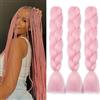 Dcbaboo Extension per Treccine Africane Rosa 60cm Capelli Finti Sintetici Kanekalon 3 Ciocche Ombre Jumbo Braiding Hair