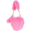 VALICLUD Borsa a tracolla in pelliccia sintetica portafoglio a forma di cuore pochette pelose morbida borsa per le donne, Colore: rosa., 23X20X3CM