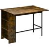 HOMCOM Bancone Bar Pieghevole Stile Industriale con Scaffale a 3 Ripiani, 120x76x91.4cm|Aosom