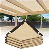 BeerMmay Beige 90% Rete Telo Ombra, 2x2m 3x4m 4x6m 5x5m 6x12m 7x8m 9x10m Panno Ombreggiante Resistente Ai Raggi UV Vela Ombreggiante, Tenda da Sole Privacy con Occhielli (Size : 8x12m(26x39ft))