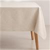 GAMUSI Tovaglia antimacchia tavolo rettangolare jacquard impermeabile, 140 x 100 cm, tessuto al tatto, colore lino, anello