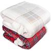 Tata Home Coperta Pile Plaid Divano e Letto Pesante e Caldo Peluche con Retro Sherpa Fantasia Scozzese Misura 127x152 cm Tartan Beige