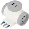 POLY POOL - PP2384 Adattatore Presa Doppia con 2 Prese USB - Adattatore Multipresa - 2 prese Pluristandard 10A/16A + Presa Schuko P40 - 2 Prese USB A+C