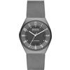 Skagen Grenen Watch for Men, Movimento a tre lancette a energia solare con cinturino in acciaio inossidabile o in pelle, 37 mm, Grigio e argento