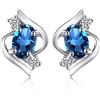 JewelryPalace Orecchini a Lobo Donna in Argento 925 con Topazio London Blu, Bottone Pietre Dure Taglio Ovale, Tre Set Gioielli