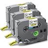 UniPlus 3X Nastro Adesivo Termorestringente Compatibile per Brother HS-631 per Etichette per Brother PT-H100LB PT-1000 PT-H105 PT-H100R PT-1010 PT-H110 PT-H107 PT-H101C, 12mm x 1.5m, Nero su Giallo