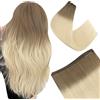 Easyouth Extension Capelli Veri Tessitura Ombre Biondo Tessitura Capelli Extension Remy Biondo Platino Misto Cenere Balayage Extension Tessitur Capelli Umani Dritto 35cm 70g