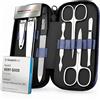 marQus Solingen Set per Manicure Professionale - Kit da 7 Pezzi con Custodia in Pelle Sintetica look Denim. Include Forbicine e strumenti per Mani e Piedi. Pratico, elegante o uso quotidiano
