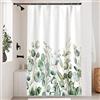 Uiiooazy Tenda Doccia Antimuffa, Tenda da Doccia 120x180cm Foglie Verde Eucalipto Blu Grigio Fiori Verdi Tende da Bagno Tessuto Lavabile Impermeabile Poliestere Tende per Vasca da Bagno con 8 Anelli