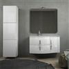 Baden Haus Mobile da bagno sospeso 105 cm Bianco lucido con specchio filo lucido, colonna da 170 cm e lavabo a sinistra