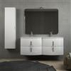 Baden Haus Mobile bagno doppio lavabo 140 cm bianco lucido sospeso con specchio filo lucido e colonna da 140 cm