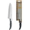 Lou Laguiole - Coltello Santoku - Tradition XL - 13 C Acciaio Inossidabile, Finitura lucida - Lama 17 cm - Grigio