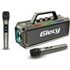Giecy Impianto karaoke con 2 microfoni senza fili, macchina per karaoke portatile con effetti luminosi, lettore karaoke cantante supporta Bluetooth/TF/AUX/USB