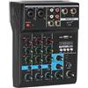 YUMIN Mixer professionale a 4 canali Bluetooth Mixer Audio DJ Console Effetto di riverbero per la casa Karaoke USB Live KTV