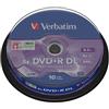 VERBATIM SCATOLA 10 DVD+R DUAL LAYER 8X 43666 8.5GB 240MIN. SERIGRAFA