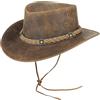 Pamposh Cowboy Cappello per Uomo e Donna-Premium Pelle Australiano Cappello-Fatto a Mano Leggero Western-Modellabile Tesa Larga Cowgirl (IT, Testo, M, Standard, Marrone)