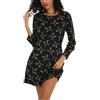 ENJOYNIGHT - Camicia da notte da donna a maniche lunghe, in cotone, con stampa, sleepshirt, biancheria da notte, camicia da notte, Gatto nero, L