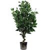 Leaf Albero di ficus artificiale realistico con fioriera, materiali misti, 110 cm, sempreverde multicolore