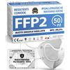 Polonord Adeste ADESTE - 50 Mascherine FFP2 Bianche Certificate CE, Filiera controllata, anallergiche, con elastici comodi e resistenti. Sicura: capacità filtrante >99,5%, Buste singole sigillate.