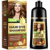 KLLALO Shampoo Tinta per Capelli Grigi, 500 ml Shampoo professionale 3 in 1 tintura per capell look naturale in pochi minuti, a base di erbe (marrone scuro)