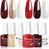 V VENALISA VENALISA Smalto Semipermante Per Unghie 6 Colori glitter oro nastro bianco rosso scuro bordeaux 6 Smalti Semipermanenti per Unghie Soak Off UV Gel Nail Polish